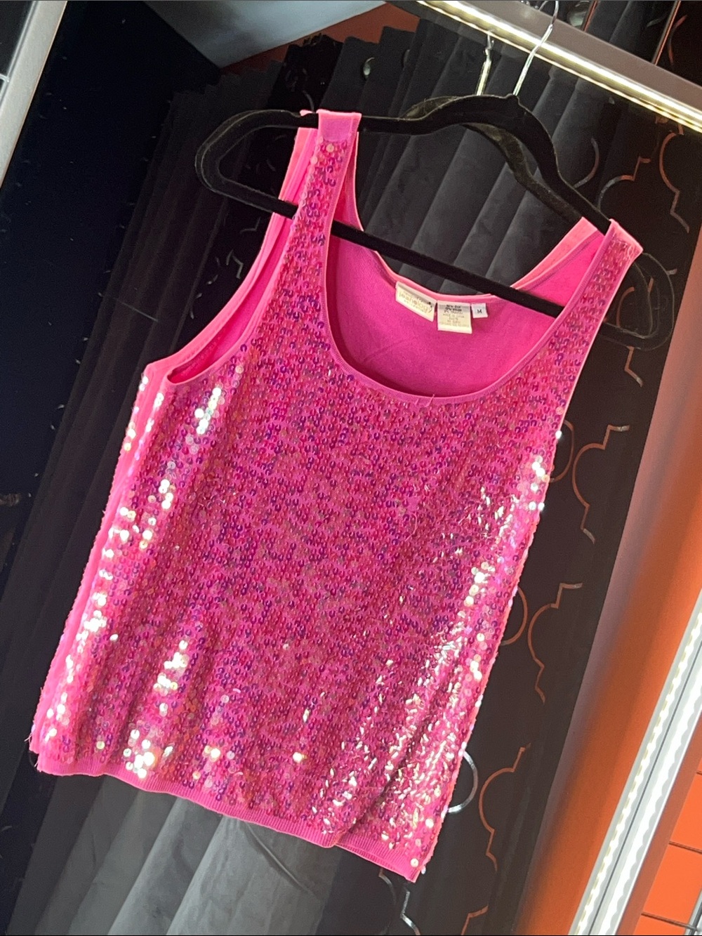 Newport News Jeanology Collection Shimmering Pink Sequin Tank 🌟💖
